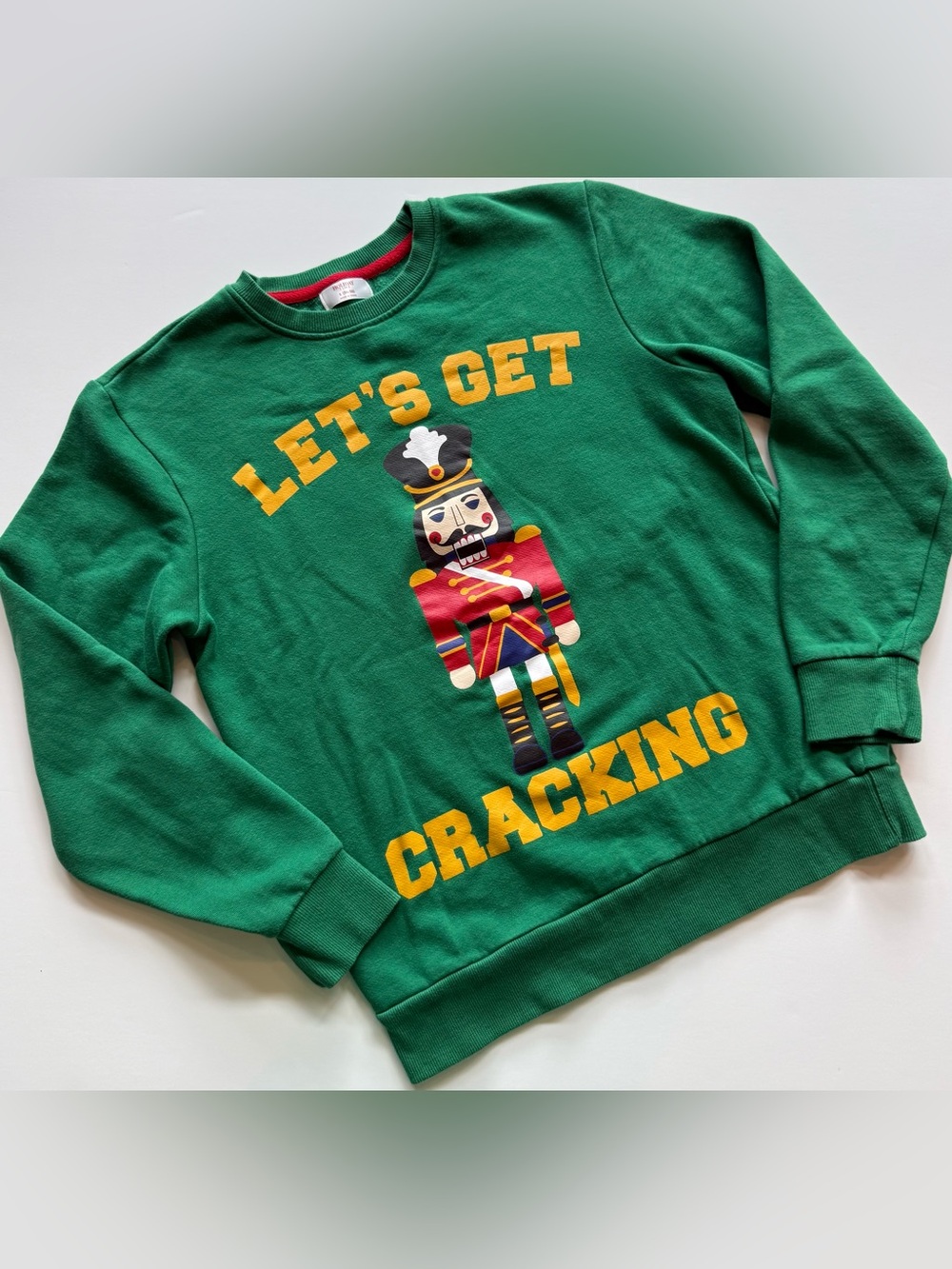 Holiday Time Lets Get Cracking Mens S Pullover Sweatshirt Green Nutcracker